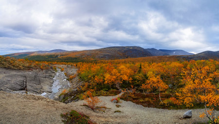 North Russia Khibiny mountains in autumn mountain lake and forest. Murmansk region. photoの写真素材
