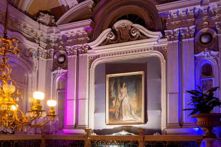 Russia, St. Petersburg 04.01.2022. Chandelier in the interior of the Yusupov Palace Theatre. photoのeditorial素材