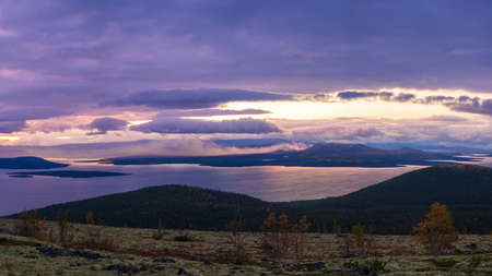 North Russia Khibiny mountains in autumn mountain lake and forest. Murmansk region. photoの写真素材