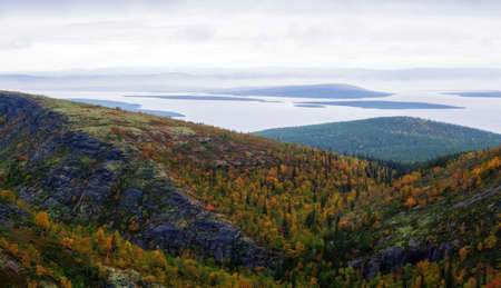North Russia Khibiny mountains in autumn mountain lake and forest. Murmansk region. photoの写真素材