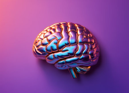 holographic metal brain. purple gradient backgroundの素材