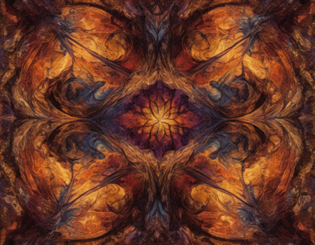 A mesmerizing swirl of vibrant colors that seems to depict a cosmic dance. The intertwining hues of blue and orange create a visually stunning abstract artwork full of energy and movementの素材