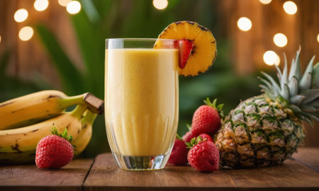glass of fresh smoothie with fruits. Healthy and organic. nutritionの素材