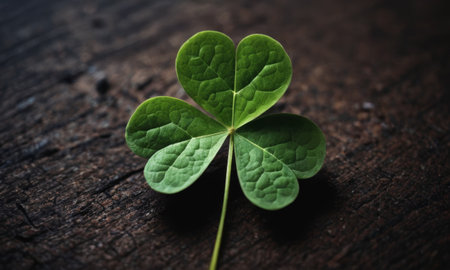 four leaf clover on wooden background, St. Patrick's Dayの素材