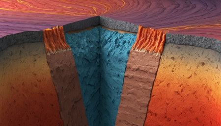 Schematic view of the geological section.の素材