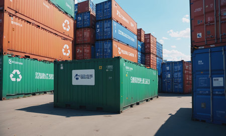 Cargo containers in a container terminal. Freight transportation and logistics.の素材