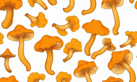 pattern with chanterelle mushrooms. illustrationの素材