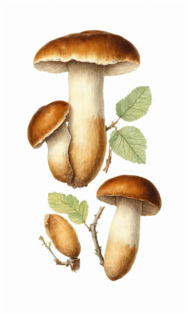 Mushroom isolated on white background. Hand drawn watercolor illustrationの素材