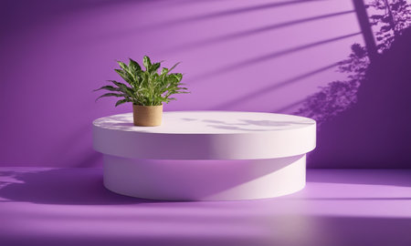 3d render of minimal product display podium with plant in potの素材