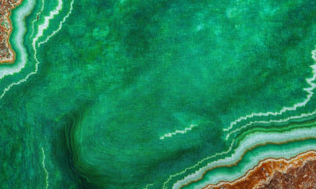 malachite. Emerald green natural stone texture background. Close up of emerald gemstoneの素材