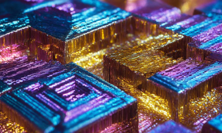 Abstract background of colorful shiny glass cubes. Close-up view.の素材