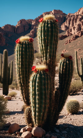 Prickly cactus in the desert close-up.の素材