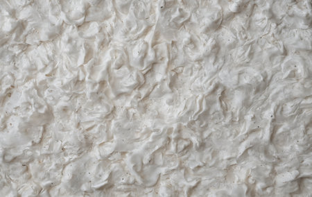 A close up of a pile of white foam resembling limestone on gray flooring, surrounded by beige wood, grass, soil, and rocks, creating a unique patternの素材