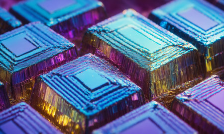 Abstract background of colorful shiny glass cubes. Close-up viewの素材