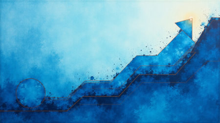 Bold strokes of blue intertwine to depict a sense of upward movement, symbolizing progress and potential. This captivating artwork inspires creativity and ambition, bringing energy to any space.の素材