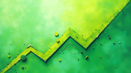 Bright green hues blend harmoniously in this artwork, where angular lines and rounded forms create an illusion of movement and growth, inviting contemplation and inspiration.の素材