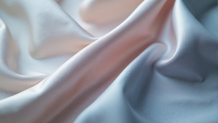 Delicate fabric rests in gentle folds, showing a blend of soft pink and blue hues. The interplay of light creates a calming atmosphere, inviting touch and admiration.の素材