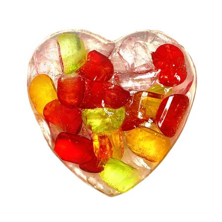 colorful heart made of iceの写真素材
