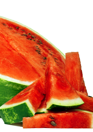 watermelon and  slices on a white backgroundの写真素材