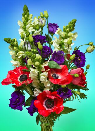 bouquet with red anemonesの写真素材