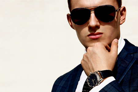 handsome young man nosvesch nny sun glassesの写真素材