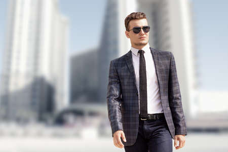 Portrait of an office worker in an urban settingの写真素材