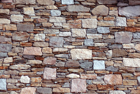 Wall of old gray rose stoneの写真素材