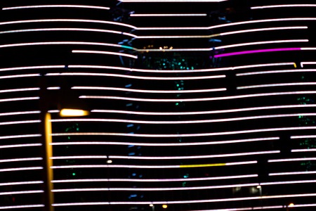 neon lights of the building. Building with neon lights in the nightの写真素材