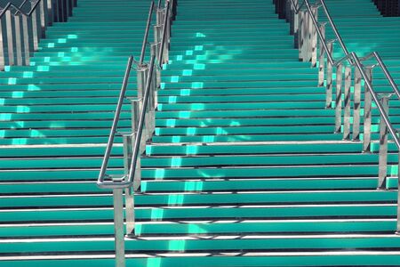 Abstract architecture background. The space of a modern street exterior staircase, city stairs summer without peopleの写真素材
