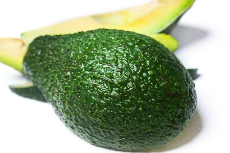 Avocado several slices of avocado on a white background.の写真素材
