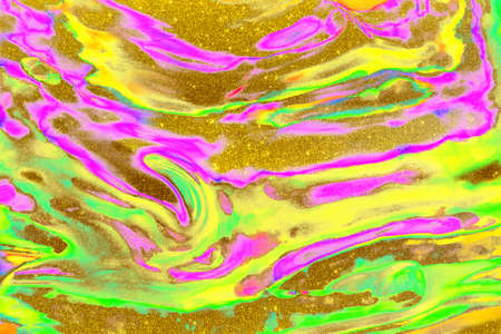 Abstract ocean- ART. Natural Luxury. Style incorporates the swirls of marble or the ripples of agate. Very beautiful rainbow background with the addition of gold powder.の写真素材