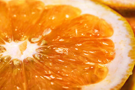 Juicy orange sliced background close-upの写真素材