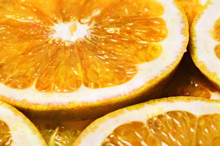 Juicy orange sliced background close-upの写真素材