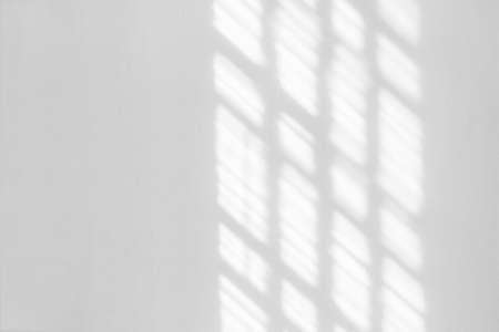 Window shadow overlay on a white wall background.の写真素材