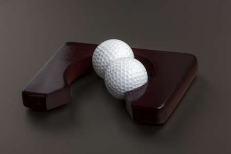 Homemade golf balls are in the hole. Hobby, sport.の写真素材