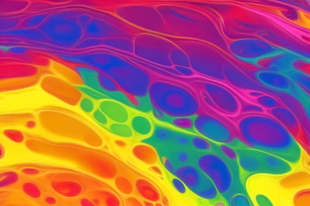 Abstract background with colorful blots, iridescent bright psychedelic dynamic background.の写真素材