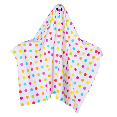 Cute ghost with colorful polka dots isolated on white background.の写真素材