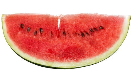 A slice of watermelon isolated on a white backgroundの写真素材