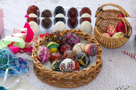 Holiday decoration of Easter eggs.の写真素材