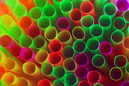 Macro cocktail straws background. Summer vacation concept.の写真素材