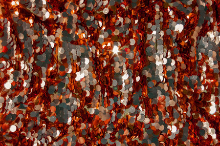 Sparkly scarlet burgundy festive background with sequins. Place for text.の写真素材