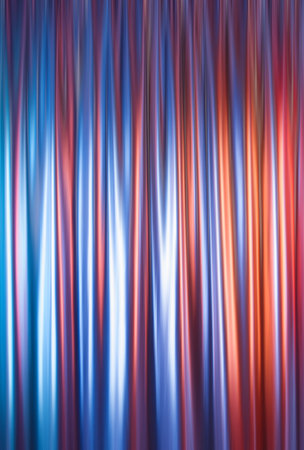 Smooth glossy abstract draped background in neon light. Neon red-blue wave.の写真素材