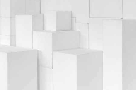 White paper abstract background made of white rectangles. White model for your design.の写真素材