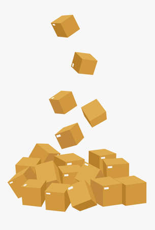 cardboard drops from the top のイラスト素材