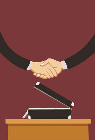 Two business men closing a deal with a handshake のイラスト素材