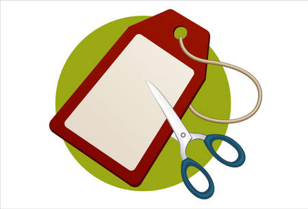 vector illustration  oF price label cut with scissors のイラスト素材