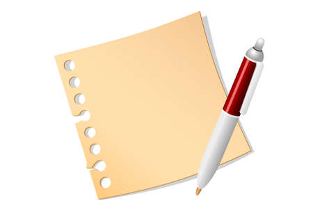 illustration  of paper note with penのイラスト素材