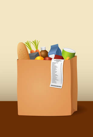 paper bag with groceriesのイラスト素材