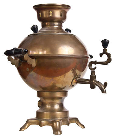Old samovar isolated on a white backgroundの写真素材