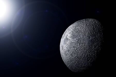 View from space to the moonの写真素材